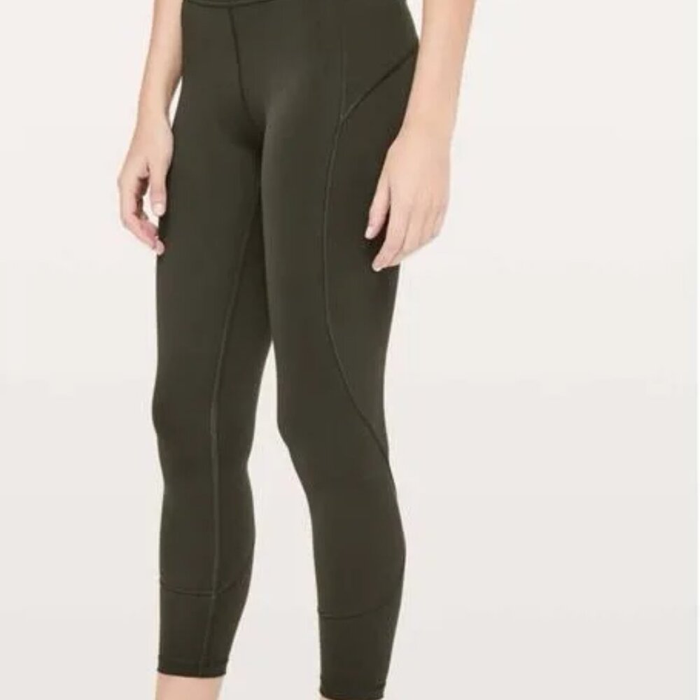 Lululemon In Movement 7/8 Tight Everlux 25" Dark Green Olive Size 8